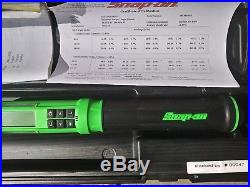 Snap on green 1/4 drive techangle torque wrench atech1f240vg 12-240 in lb MINT