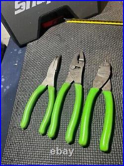 Snap on pliers slip joint cutters Long nose bent extreme green x3 set