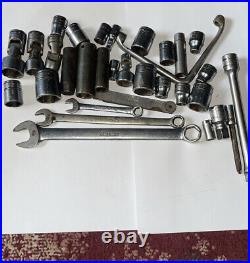 Snap on tool lot of 30 mixed sockets wrenches and more