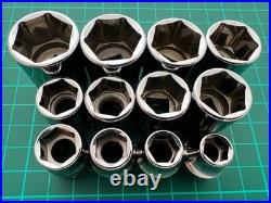 Snap on tools usa 8mm 19mm shallow 3/8 drive chrome sockets list £214.98