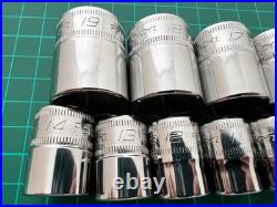 Snap on tools usa 8mm 19mm shallow 3/8 drive chrome sockets list £214.98