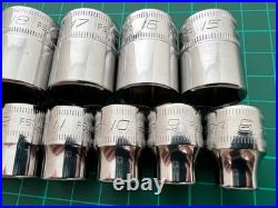 Snap on tools usa 8mm 19mm shallow 3/8 drive chrome sockets list £214.98