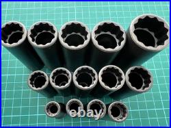 Snap on tools usa 8mm 24mm deep impact sockets 3/8 drive, new list £343