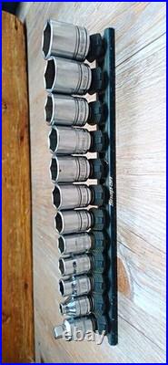 Snap-on twist-lock socket set and rail organizer