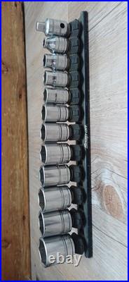 Snap-on twist-lock socket set and rail organizer