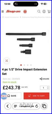 Snapon 1/2 Drive Impact Extension Set With Ip80d Wobble Impact
