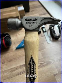 Stiletto 14oz Titanium Framing Hammer 14 Curved Hickory with Carpentry Bundle
