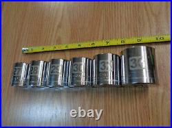 USA Made CRAFTSMAN 1/2 Drive LARGE METRIC SOCKET SET 6pc EASY READ Laser Etched