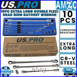 US PRO 10PC Extra Long Flexi Head Ratchet Spanner Wrench Set CR-V 2218 US PRO 10PC Extra Long Flexi Head Ratchet Spanner Wrench Set CR-V 2218