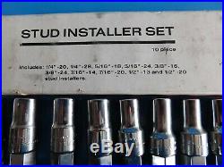 Used, Snap On Tools Metric & Sae Stud Installers, 16 Pc's