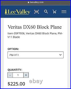 Used Veritas DX60 Block Plane PM-V11 made in Canada