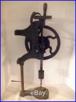 VINTAGE CHAMPION BLOWER & FORGE CO. MANUAL DRILL PRESS, HAND CRANK WALL Mount