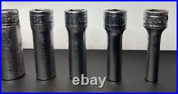 VTG Snap On SFS Deep Socket Set SAE 3/8 Drive 6 Point 11 Pc 1/4-7/8