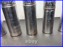 VTG Snap On SFS Deep Socket Set SAE 3/8 Drive 6 Point 11 Pc 1/4-7/8