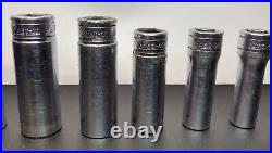 VTG Snap On SFS Deep Socket Set SAE 3/8 Drive 6 Point 11 Pc 1/4-7/8