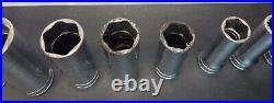 VTG Snap On SFS Deep Socket Set SAE 3/8 Drive 6 Point 11 Pc 1/4-7/8