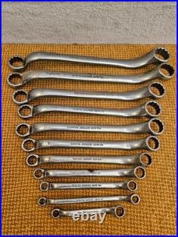 Vintage 60/70s Britool 2RB Double-Ended Offset Swan Neck Ring Spanners 11x AF/BS