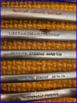 Vintage 60/70s Britool 2RB Double-Ended Offset Swan Neck Ring Spanners 11x AF/BS