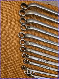 Vintage 60/70s Britool 2RB Double-Ended Offset Swan Neck Ring Spanners 11x AF/BS