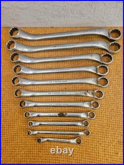 Vintage 60/70s Britool 2RB Double-Ended Offset Swan Neck Ring Spanners 11x AF/BS