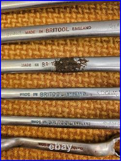 Vintage 60/70s Britool 2RB Double-Ended Offset Swan Neck Ring Spanners 11x AF/BS