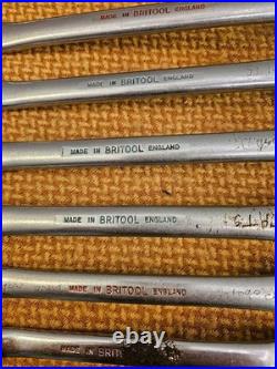 Vintage 60/70s Britool 2RB Double-Ended Offset Swan Neck Ring Spanners 11x AF/BS