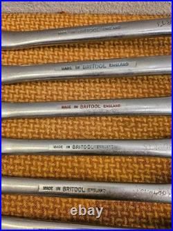 Vintage 60/70s Britool 2RB Double-Ended Offset Swan Neck Ring Spanners 11x AF/BS