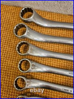 Vintage 60/70s Britool 2RB Double-Ended Offset Swan Neck Ring Spanners 11x AF/BS