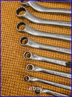 Vintage 60/70s Britool 2RB Double-Ended Offset Swan Neck Ring Spanners 11x AF/BS