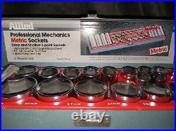 Vintage Allied Profesional Mechanics Deep And Shallow Metric Socket Set