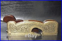 Vintage Brass and Mahogany Infill Shoulder Plane decorated with hand engraving