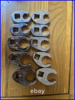 Vintage Britool Hallmark 10pc Metric 3/8 Drive Flare Nut Crowfoot Set 10-19mm