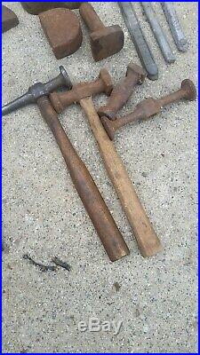 Vintage Car Body Work Repair Tool Lot Hammers & Dollies. Files. 21 pcs + lead