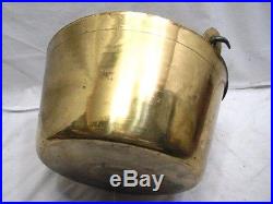 Vintage Colonial Solid Brass Bucket Hand Wrought/Forged Handle Tool Kettle Pot C