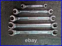 Vintage I Beam Snap On 5Pc Double End Flare Nut Wrench Set 1/4 13/16 6Pt