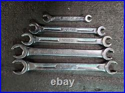 Vintage I Beam Snap On 5Pc Double End Flare Nut Wrench Set 1/4 13/16 6Pt