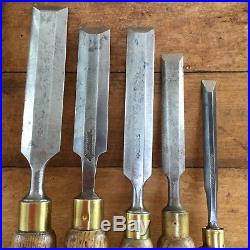 Vintage MARPLES & S&J 5 x Beveled CHISEL SET Old Antique Hand Tools #630 Vintage MARPLES & S&J 5 x Beveled CHISEL SET Old Antique Hand Tools #630
