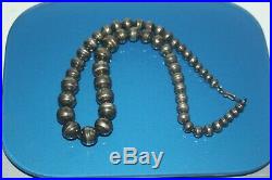 Vintage Old Pawn Hand Tool NAVAJO PEARL BEAD Sterling Silver NECKLACE