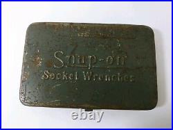 Vintage Snap-On Midget 1/4 drive Socket & Ratchet Set Original Metal Case WWII