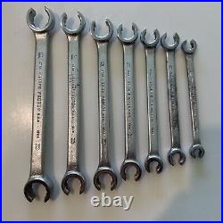 Vtg 7pc Proto Professional SAE Flare Nut Wrenches Open End USA 3700m 7mm-21mm