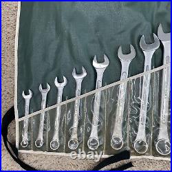 Vtg S-K SK Tools Combination Wrench Set #1714 14 Piece SAE withBag Alloy USA