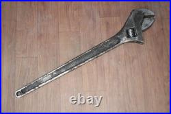 Vtg steel Large Extra Wide Plumbing Adjustable Wrench Spanner tool plier USA 24