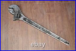 Vtg steel Large Extra Wide Plumbing Adjustable Wrench Spanner tool plier USA 24