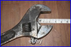 Vtg steel Large Extra Wide Plumbing Adjustable Wrench Spanner tool plier USA 24