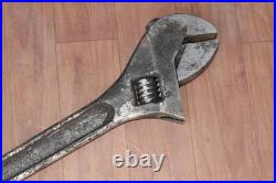 Vtg steel Large Extra Wide Plumbing Adjustable Wrench Spanner tool plier USA 24