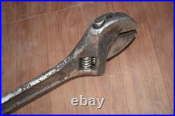 Vtg steel Large Extra Wide Plumbing Adjustable Wrench Spanner tool plier USA 24