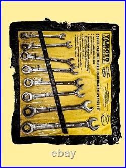 Yamoto Double Ratchet Metric Combination Spanner Set 8 Pieces 8mm 19mm